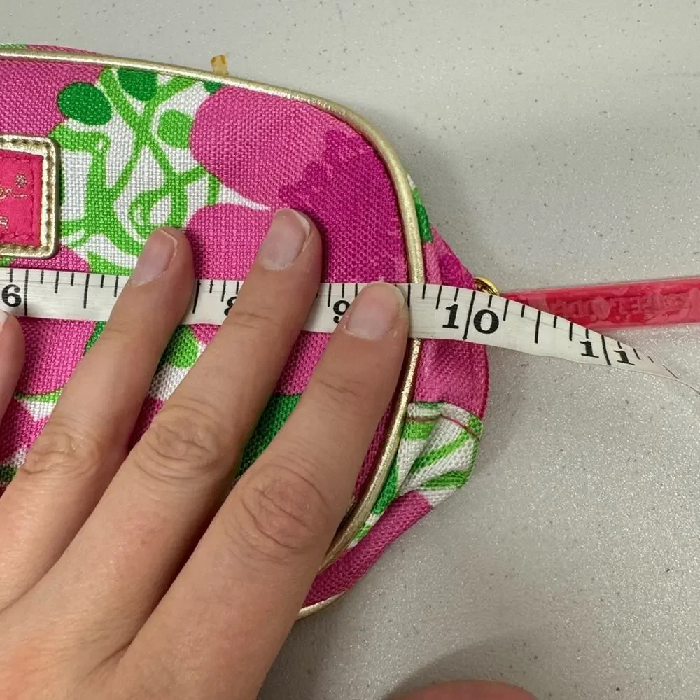 Lilly Pulitzer Pink Green Floral Makeup Bag Mini Travel Case Estée Lauder Pouch